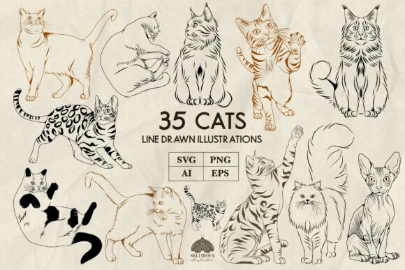 Download Cats Line Art Svg Png - Png Collection