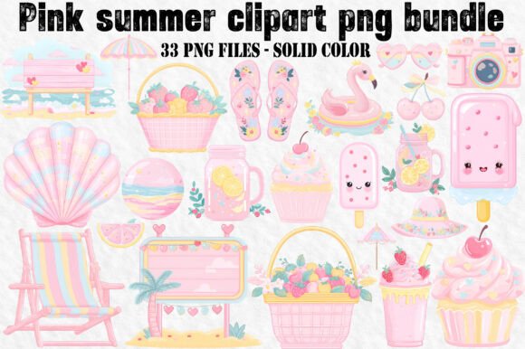 Download Pink Summer Clipart Png Bundle - Png Collection