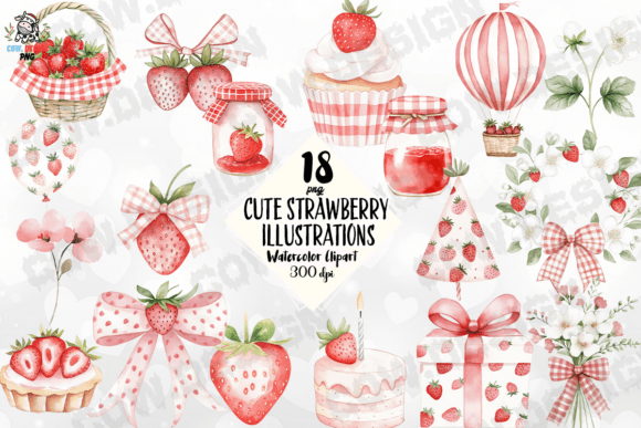 Download Cute Strawberry Illustrations PNG - Png Collection
