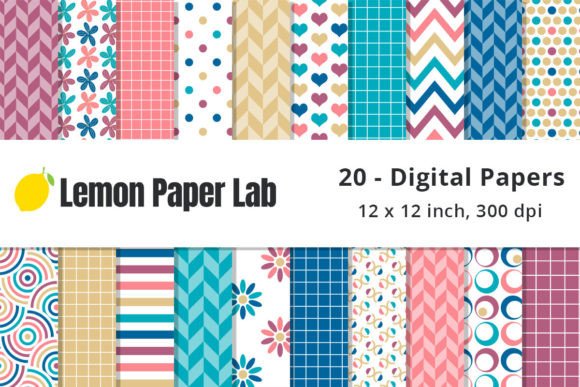 Download Sunset Geometric Digital Paper - Sunset Collection