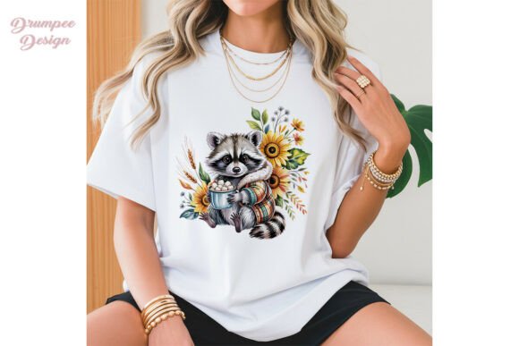 Download Cute Raccoon Fall Flowers PNG Clipart - Png Collection