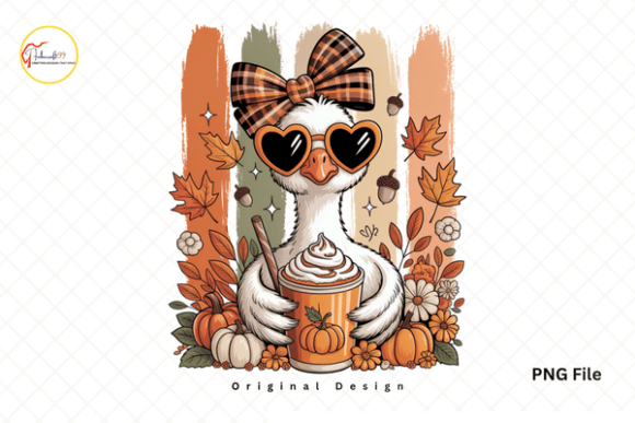Download Pumpkin Spice Coffee Fall Cute Goose PNG - Fall cute Collection