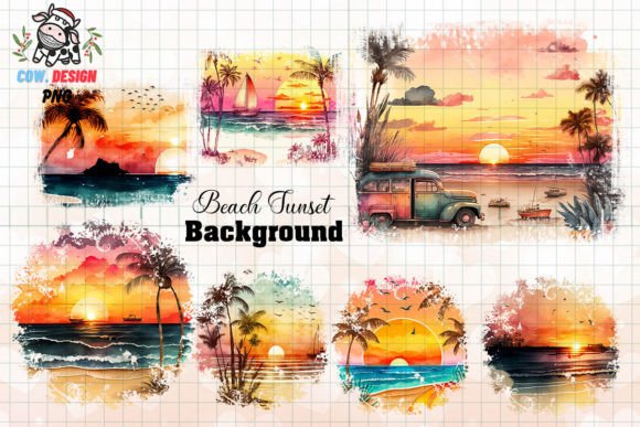 Download Beach Sunset Watercolor Collection - Sunset Collection