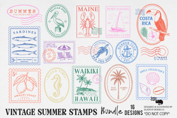 Download Vintage Summer Stamp PNG Bundle - Png Collection