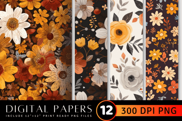 Download Boho Fall Cute Flowers Pattern - Fall cute Collection