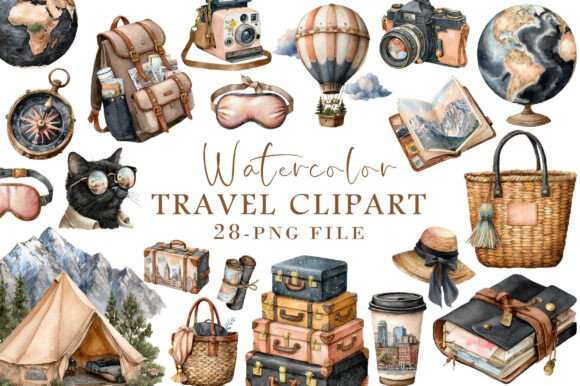 Download Watercolor Travel Clipart - Travel Collection