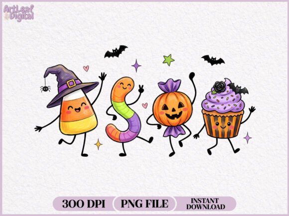Download Halloween Candy Doodles Characters PNG - Png Collection