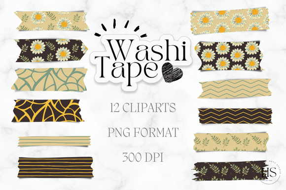 Download 12 Cute Flowers Washi Tape PNG Bundle - Png Collection