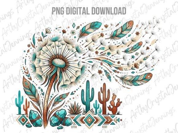 Download Feather Boho Western Dandelion PNG - Png Collection