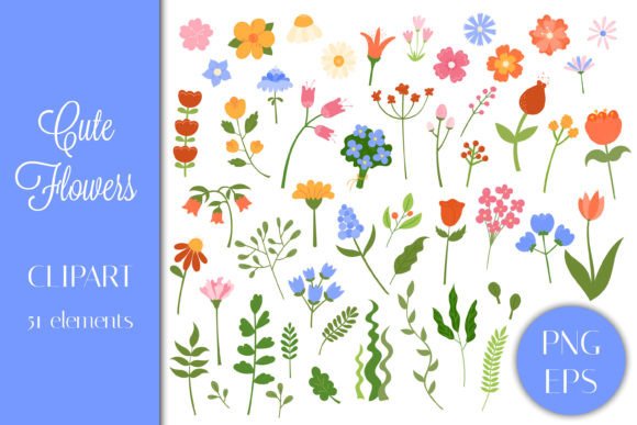 Download Cute Flowers PNG EPS Clipart Bundle - Png Collection