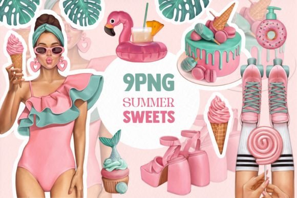 Download Pink Summer Sweets Png Illustr,stickers - Png Collection