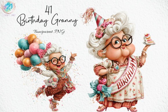 Download Birthday Quirky Granny Clipart PNG - Png Collection