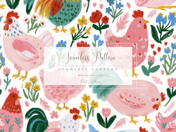 Download Whimsical Chicken Seamless Pattern PNG - Png Collection
