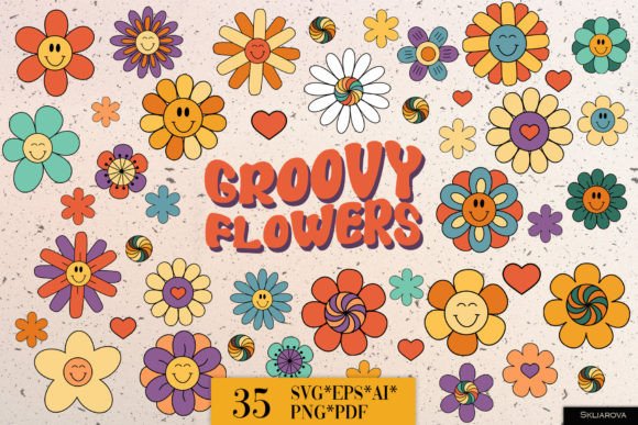 Download Groovy Flowers SVG PNG EPS - Png Collection