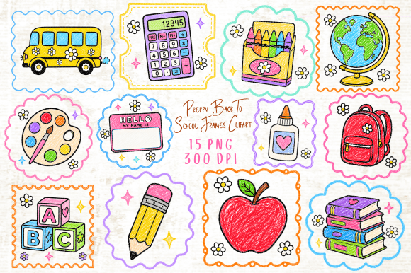 Download Preppy Back to School Frames Clipart PNG - Png Collection