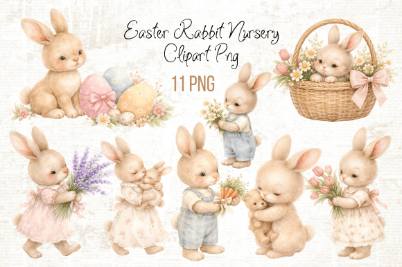 Download Easter Rabbit Nursery Clipart PNG - Png Collection