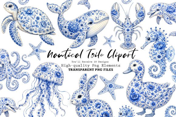 Download Chinoiserie Blue Sea Animals Clipart PNG - Png Collection