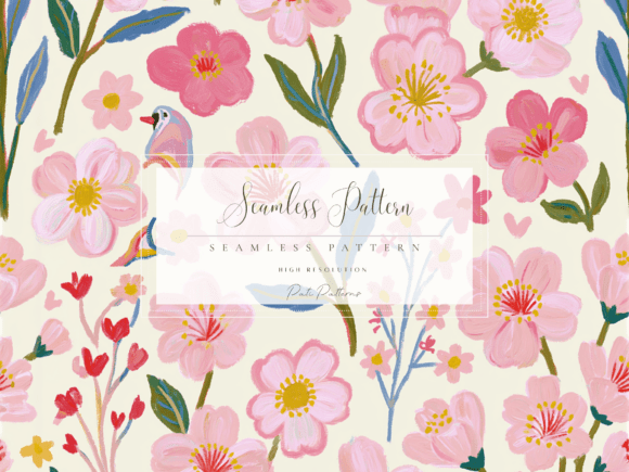 Download Seamless Pink Cherry Blossom Floral Pattern PNG - Png Collection