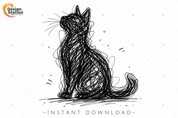 Download Abstract Cat Minimal Line Art PNG - Png Collection