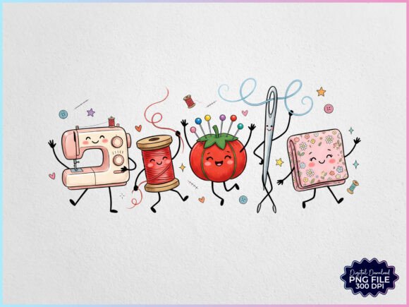 Download Sewing Doodles Characters PNG - Png Collection