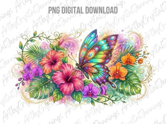 Download Vibrant Tropical Butterfly Floral PNG - Png Collection