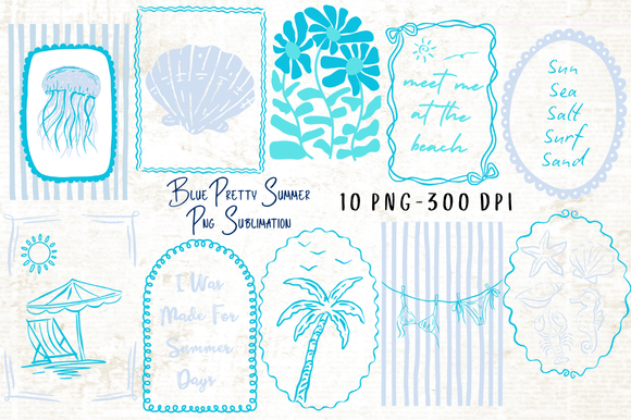 Download Blue Pretty Summer PNG Sublimation - Png Collection