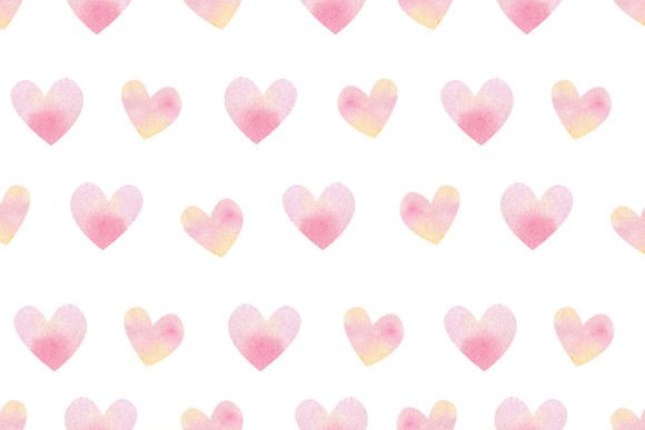 Download Watercolor Pink Hearts Seamless Pattern - Premium Resources