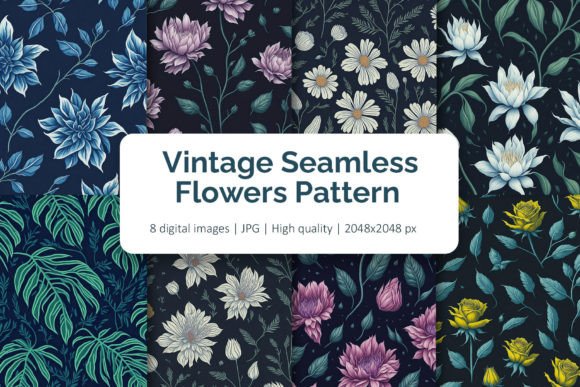 Download Vintage Seamless Flowers Pattern Pack - Seamless flowers Collection