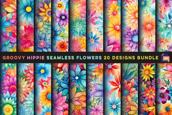 Download Groovy Hippie Seamless Flowers - Groovy Collection