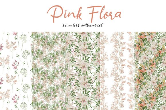 Download Watercolor Pink Flora PNG Pattern Set - Png Collection