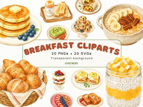 Download Breakfast Watercolor Cliparts, Food PNG - Png Collection