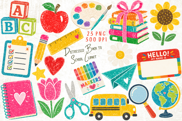 Download Distressed Back to School Clipart PNG - Png Collection