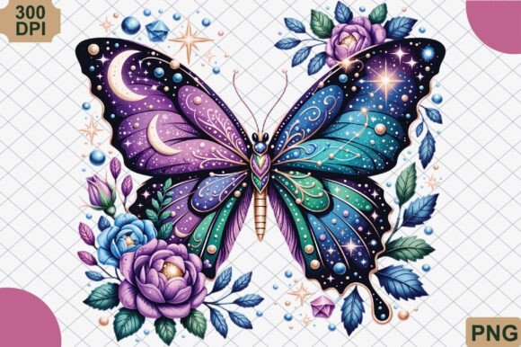 Download Floral Celestial Purple Butterfly PNG - Png Collection