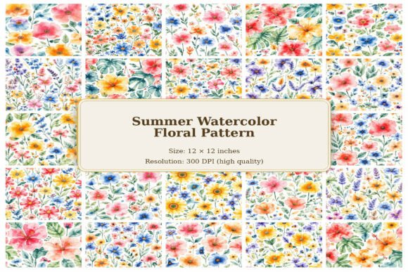 Download Watercolor Summer Seamless Flowers - Seamless flowers Collection