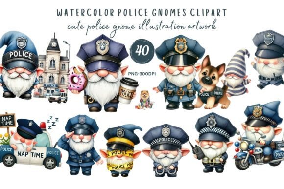 Download Watercolor Police Gnome Clipart Cute PNG - Png Collection