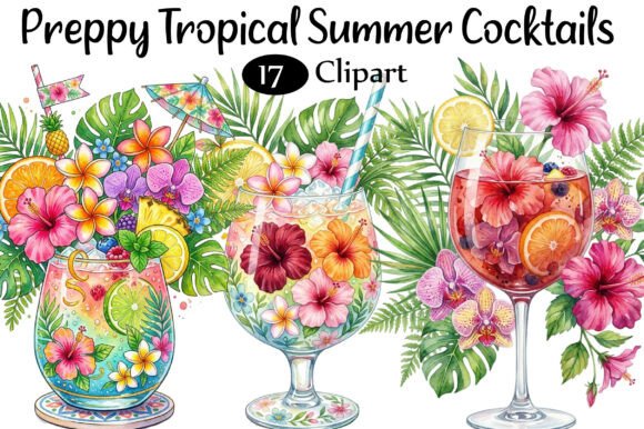 Download Preppy Tropical Summer Cocktails PNG - Png Collection