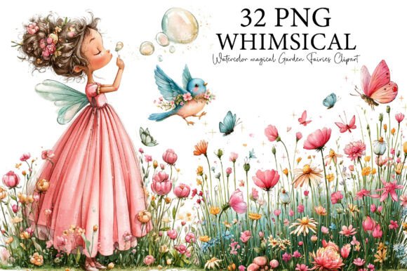 Download Watercolor Magical Garden Fairies PNG - Png Collection