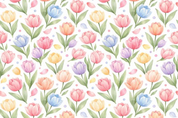 Download Watercolor Tulip Seamless PNG Pattern - Png Collection