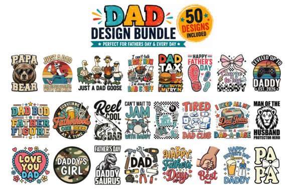 Download 50 Funny Dad PNG Designs Bundle, 300 DPI - Png Collection