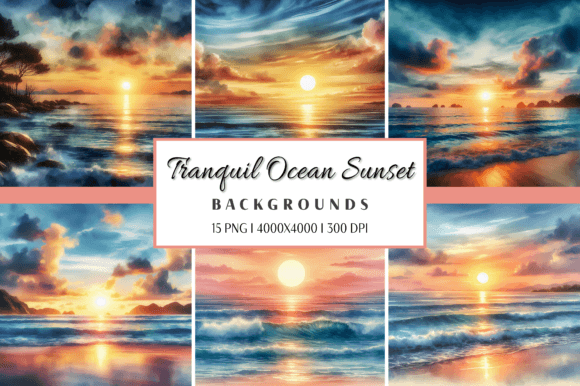 Download Tranquil Ocean Sunset Watercolor - Sunset Collection