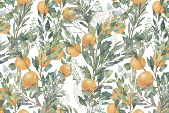 Download Oranges &amp; Herbs Watercolor PNG Pattern - Png Collection