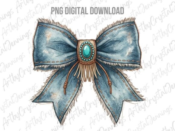 Download Western Denim Turquoise Coquette Bow PNG - Png Collection