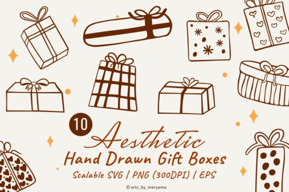 Download Hand Drawn Presents Gift Box Set SVG PNG - Png Collection