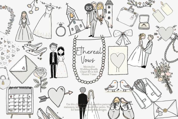 Download Minimalist Wedding Doodle Clipart Png - Png Collection