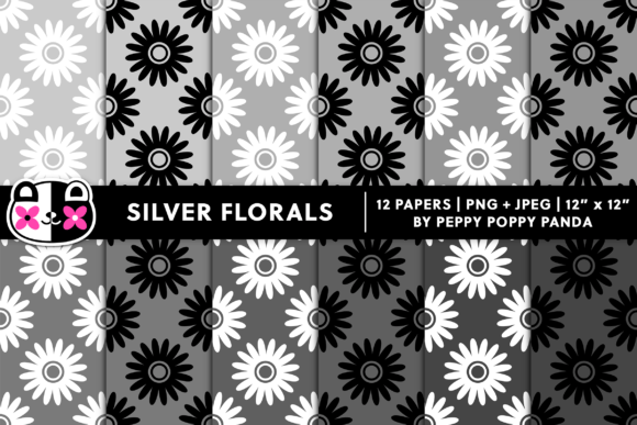 Download Silver Seamless Flowers Digital Paper - Seamless flowers Collection
