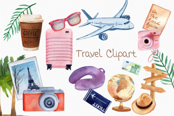 Download Travel Watercolor Clipart Suitcase Globe - Travel Collection