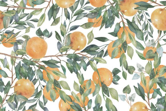 Download Watercolor Oranges Handmade PNG Pattern - Png Collection