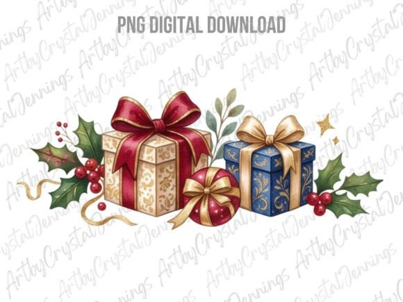 Download Christmas Presents Watercolor Gifts PNG - Png Collection