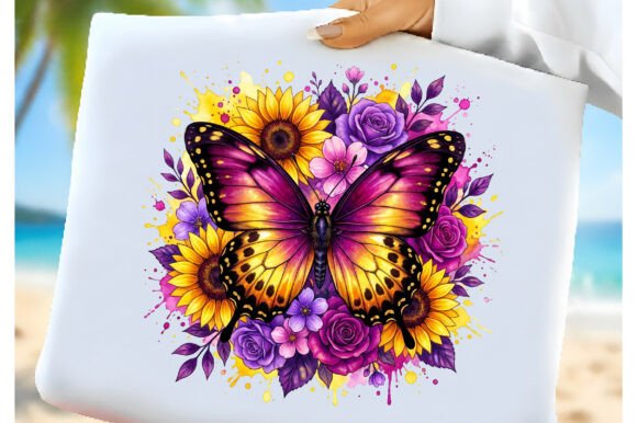 Download Purple Rose Butterfly Sunflower PNG - Png Collection