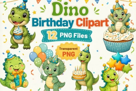 Download Dino Birthday Clipart PNG, 12 Cute Dinos - Png Collection